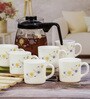 Cello Opalware Tea Set with Glass Pot(Carafe) (set of 6pcs Mugs & 1pc Tea Pot)