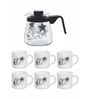 Cello Opalware Tea Set with Glass Pot(Carafe) (set of 6pcs Mugs & 1pc Tea Pot)