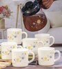 Cello Opalware Tea Set with Glass Pot(Carafe) (set of 6pcs Mugs & 1pc Tea Pot)