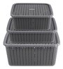 Plastic Fruit & Vegetable Basket In Grey Set of 3