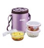CELLO Trendy Purple Wine Round Glass Lunch Box Set with Jacket