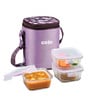 CELLO Trendy Purple Wine Square Glass Lunch Box Set with Jacket