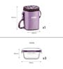 CELLO Trendy Purple Wine Square Glass Lunch Box Set with Jacket