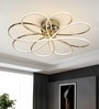 Celuna Golden Aluminium LED Ceiling Light | Modern Flower Design Chandelier | 3 Color Modes (Warm, Neutral, White) | Decorative Home & Living Room Light | 1 Year Warranty