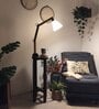 Centaur Wooden Shelf Floor Lamp with Jute Shade and Brown Base
