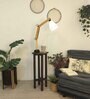 Centaur Wooden Shelf Floor Lamp with Jute Shade and Brown Base