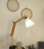 Centaur Wooden Shelf Floor Lamp with Jute Shade and Brown Base