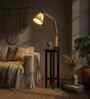 Centaur Wooden Shelf Floor Lamp with Jute Shade and Brown Base