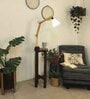 Centaur Wooden Shelf Floor Lamp with Jute Shade and Brown Base