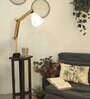 Centaur Wooden Shelf Floor Lamp with Jute Shade and Brown Base