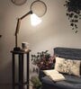 Centaur Wooden Shelf Floor Lamp with Jute Shade and Brown Base