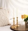 Centerpiece Set Of 2 Gold Aluminium Candle Holder