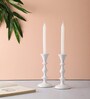 Centerpiece Set Of 2 White Aluminium Candle Holder