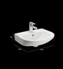 Ceramic U-Shape White Wall Mounted Wash Basin (H: 7, W: 20.6, D: 16.4 Inches)