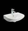 Ceramic U-Shape White Wall Mounted Wash Basin (H: 7, W: 20.6, D: 16.4 Inches)