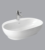 Ceramic Oval Shape White Counter Top Wash Basin (H: 7, W: 24, D: 16 Inches)