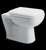 Ceramic White Floor Rested Commode (H: 15.8W: 22.8D: 14 Inches)