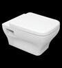 Ceramic White P Trap Wall Mounted Commode (H: 14.2W: 21.6D: 14.8 Inches)