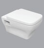 Ceramic White P Trap Wall Mounted Commode (H: 14.2W: 21.6D: 14.8 Inches)