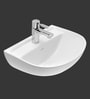 Ceramic U-Shape White Wall Mounted Wash Basin (H: 7, W: 18.4, D: 14 Inches)