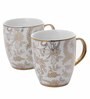 Porcelain Coffee Mugs with Leaf Print, 300 ML, Set Of 2