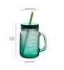 ceradeco Set of 2 Green Frosted Coloured Mason Jar With Metal Lid & Straw 480 Ml Each