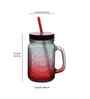 ceradeco Set of 2 Red Frosted Coloured Mason Jar With Metal Lid & Straw 480 Ml Each