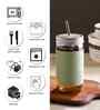 ceradeco Set Of 2 Water Glass With Straw And Lid