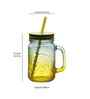 ceradeco Set of 2 Yellow Coloured Mason Jar With Metal Lid & Straw 480 Ml Each