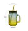 ceradeco Set of 2 Yellow Frosted Coloured Mason Jar With Metal Lid & Straw 480 Ml Each
