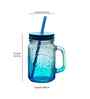 ceradeco Set of Blue  Coloured Mason Jar With Metal Lid & Straw 480 Ml Each