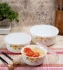 White Glass (Small 450 Ml, Medium 750 ML, Large 1200 ML) 3 Pcs Lunch Box