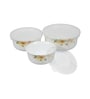 White Glass (Small 450 Ml, Medium 750 ML, Large 1200 ML) 3 Pcs Lunch Box