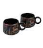 Set of 6 Ceramic Black Designed Tea Cups