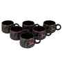 Set of 6 Ceramic Black Designed Tea Cups