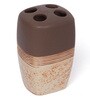 Ceramic Carved Counter Top Bathroom Accessories in Brown, Set of 4