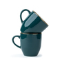 Ceramic Coffee Mug Set of 2 300ml Teal Gold