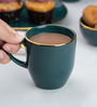 Ceramic Coffee Mug Set of 2 300ml Teal Gold