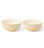 Ceramic Deep Bowl (Set of 2) Moroccan Golden Finish Multipurpose Serving Bowl Ceramic Set, 1500 ML