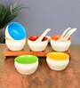 Ceramic Matt Finish Soup Bowls With Spoon Set of 6