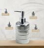 Ceramic Metallic Silver Color Dispenser Bottle with Metal Nozzle