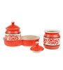 Ceramic Pickle 2 Pcs Serving Jar Set With Tray