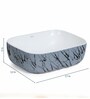 Ceramic Rectangular Shape Blue / White Counter Top Wash Basin (H: 5 , W: 17 , D: 12 Inches)