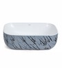 Ceramic Rectangular Shape Blue / White Counter Top Wash Basin (H: 5 , W: 17 , D: 12 Inches)