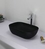 Ceramic Rectangular Shape Black Counter Top Wash Basin (H: 5.4, W: 18.2, D: 12.8 Inches)