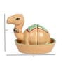 Brown  Ceramic 3 Pcs Salt and Pepper Shakers with Tray