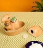 Brown  Ceramic 3 Pcs Salt and Pepper Shakers with Tray