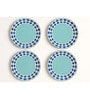 Ceramic Serving Designer Dinner Quarter Plates Set of 4 (Microwave and Dishwasher Safe), 7 Inch (Seagreen)