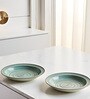 Ceramic Serving Designer Pasta Plates Set of 2 (Microwave and Dishwasher Safe), 7 Inch (Seagreen)