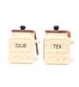 Ceramic Sugar Tea  Jar Container (Set of 2) Airtight Kitchen Storage Containers with Wooden Lids & Spoons   Handcrafted Ceramic Canisters for Countertop, Pantry & Home Decor   250ml each